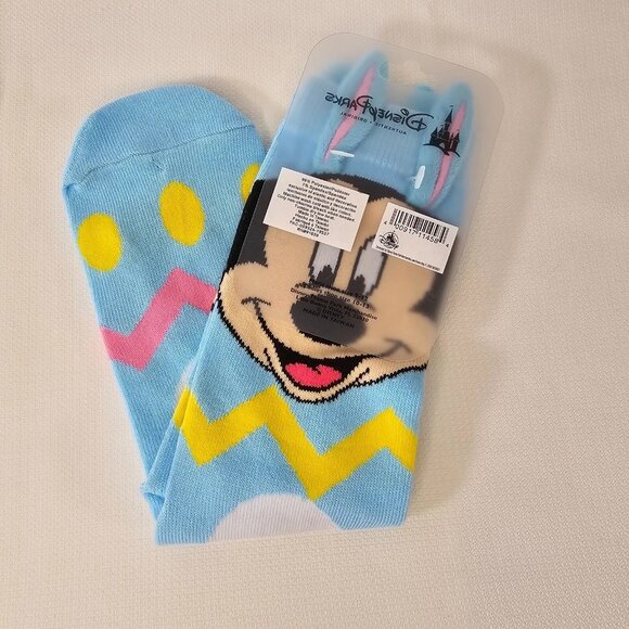 Disney Parks Adult Multicolored Polyester Mickey Mouse Easter Socks W/Bunny Ears - Picture 2 of 2